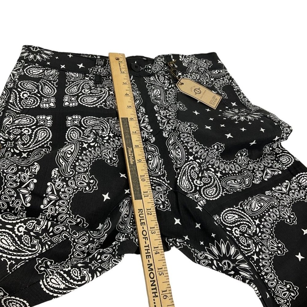 Golden Denim Jogger Pants Mens Sz 30 Black White Paisley Print Stretch $110 Nwt - Picture 10 of 12